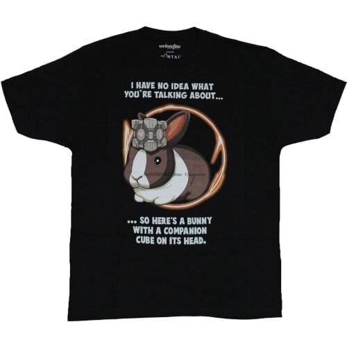 Portal Mens T-Shirt - No Idea Guinea Pig With a Companion Cube Head Image