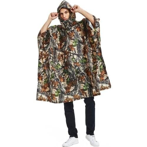 Jungle Pass Through Mountaineering Camouflage Raincoat Outdoors Hunting Camping Cycling Poncho Tent Moisture-proof Land Pad