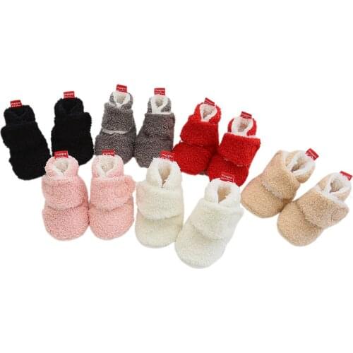 Baby Girls Boy Fleece Booties Cozy Unisex Infant Slippers Crib Shoes Non Slip Bottom Winter Warm Boots 0-18M Gift