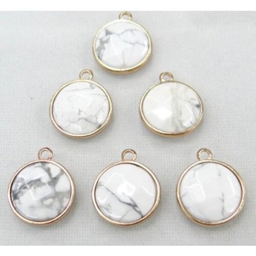 Wholesale 12pcs Fashion charm high quality natural stone round Shape white Turquoises Pendant DIY for Jewelry Making Accessories