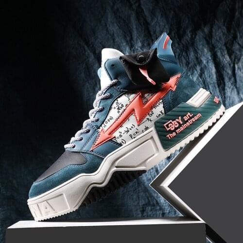 Fall Winter New High-top Men Shoes Graffiti Sneakers Shoes Platform Casual Shoes White Sport Shoe Outdoor Trendy Cool Board Shoe