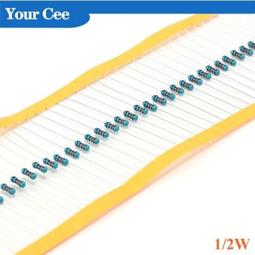 50pcs 1/2W Metal Film Resistor Resistance 1% 1.8K 1.8R 100K 100R 10K 10R 120R 150R 1K 1M 2.2K 20K 220K 220R 22K 240K 2K 300R 51R