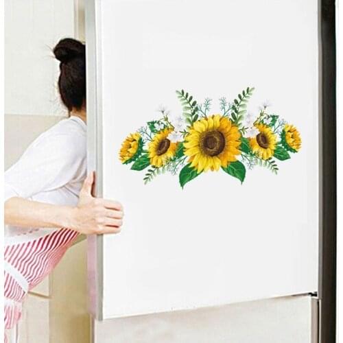 Family 1PCS 3D Sunflower Wall Sticker For Refrigerator Cabinet Door Living Room Bedroom Home Decor 60*30CM DROP SHIPPING