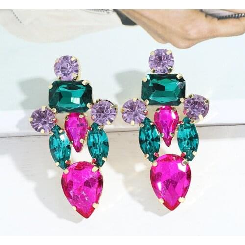 Dvacaman Fashion Colorful Rhinestone Irregular Earrings for Women High Quality Shiny Crystal Drop Dangle Earrings Jewelry Bridal