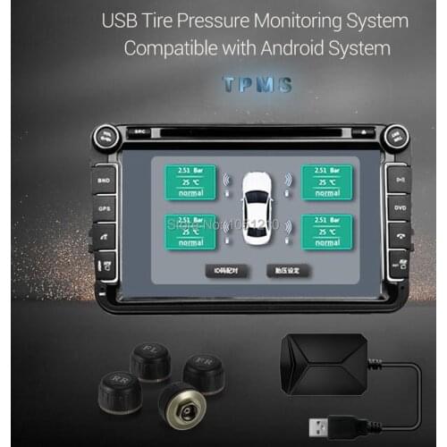 Ouchuangbo TPMS Tire Pressure Monitoring System with 4 External Sensor Tire Pressure Alarm support USB port