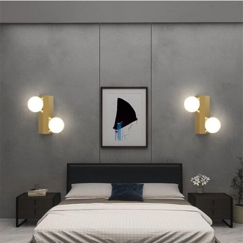Nordic Bedroom Glass Wall Light Golden Luxury Living Room Background Decoration Lamp Study Orridor Aisle Porch Wall Lamp Fixture