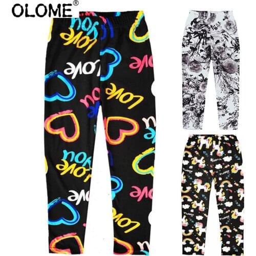 OLOME Spring Baby Girls Leggings Cartoon Teenagers Tight Pants Free Shipping Children Long Trousers Flexible Kids Leggings