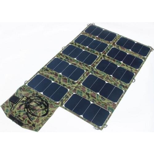 High Quality Wide Compatibility 64W Sunpower Foldable Solar Charger for Laptop/Cell Phone DC21V+Dual USB Output High Efficiency