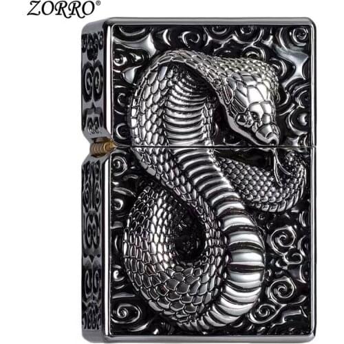 Zorro Lighter Kerosene Metal Heavy Cobra Snake Lighter Mens Smoking Gadget Unusual Lighter