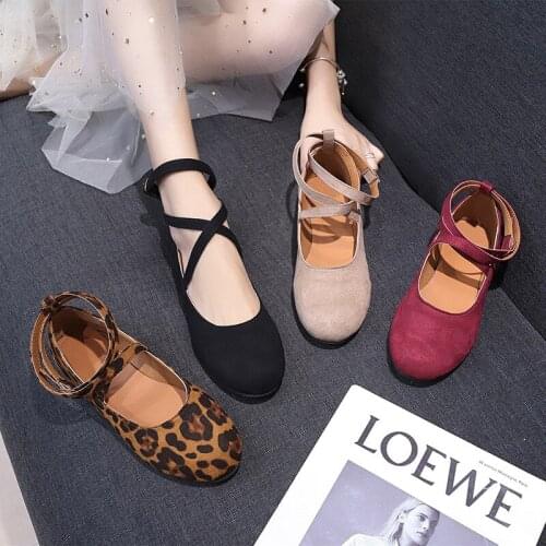 Women Shoes Low Flat Heel Casual Comfort Shallow Mouth Strap Round Head Fashion Style for Ladies Girls Zapatos Mujer W24-04