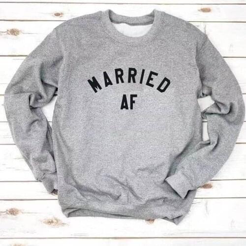 Married AF print Plus velvet Sudaderas Mujer Harajuku Sweatshirt Women Hoodie Loose Hoodies Casual Tracksuit for Wifey Hubby
