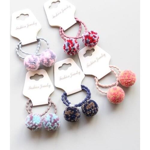 10set/lot Cute Pom Pom Hair Rope Rubber Band Hair Ring Set Colors Shiny Head Rope Small Fresh Simple Hair Accessories Headdress