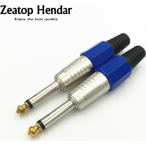 10Pcs 6.35 mm Mono Sophomore Core Male Jack 6.35mm Amplifier Microphone Plug 6.5mm Audio Solder DIY Connector