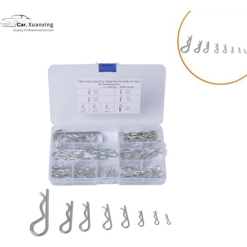 125PCS Carbon Steel Galvanized Steel wave opening pin spring pin galvanized cotter pin B type pin lock R type pin combination