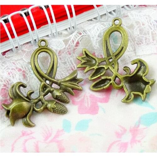 20 Pieces /lot 31*31MM Antique Bronze Plated Flowers Charms Pendant Diy Jewelry Findings Accessories