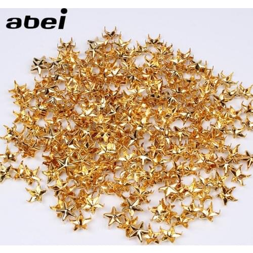 200pcs/lot 10mm Gold Metal Star Rivets DIY Scrapbooking Embellishment Fastener Brads Handmade Shoes Bags Garments Accessories