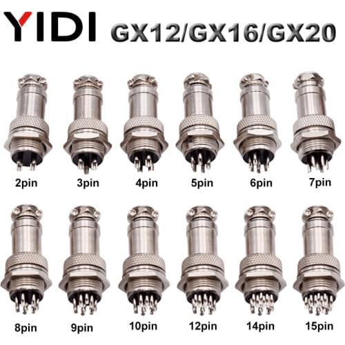 3/5 Sets GX12 GX16 GX20 Air Connector Male+Female 2 3 4 5 6 7 8 9 10 12 Cores 12/16/20mm Circular Aviation Socket Plug Connector