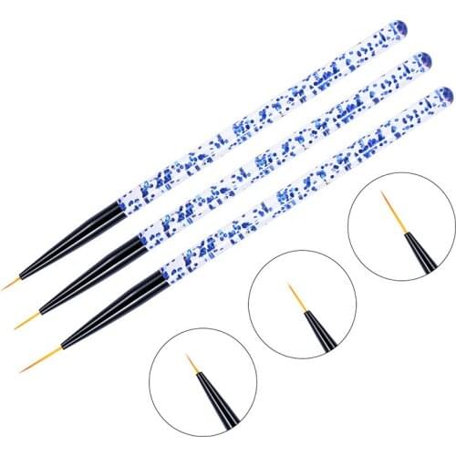 3PCS Nail Art Line Painting Pen UV Gel Brushes Drawing Crystal DIY Nail Art Tool 3D Acrylic Brushes Painting Brush Tool