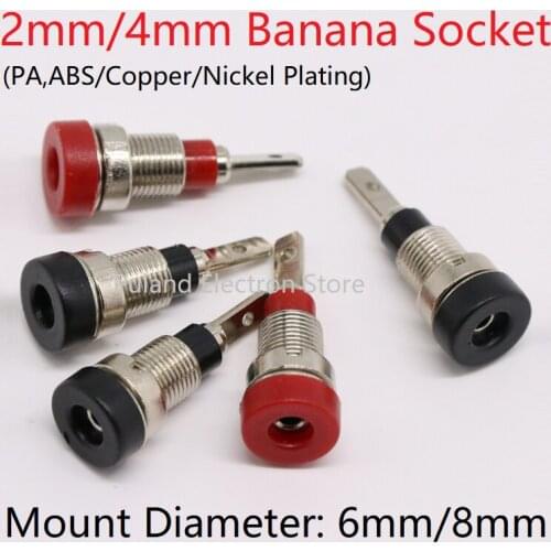 5pcs 2mm 4mm Wire Binding Post Copper Banana Sock Female Plugs Head Insulated Panel Terminal Splice Adapter Jack Mut Connector