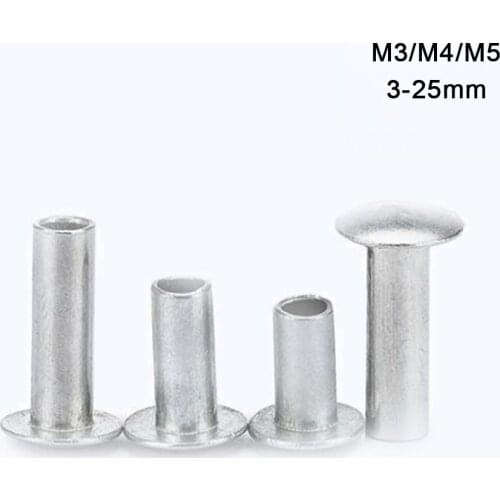 50Pieces 20Pieces m3 m4 m5 Aluminum Flat Round Head Round Nut Half Hollow Rivets Shank Rivet Aluminum Rivet Nut