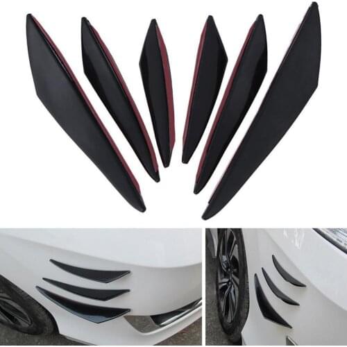 6pcs/set Universal Black Carbon Fiber Car Refitting Refitting Automobile Bumper Body Splitter Spoiler Lip Fin Front Spoiler K9D9