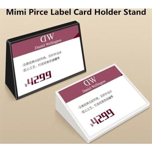 70*50mm Small Plastic Sign Holder Slant Back Table Top Product Name Price Label Card Holder Display Stand Menu Portrait Ad Frame