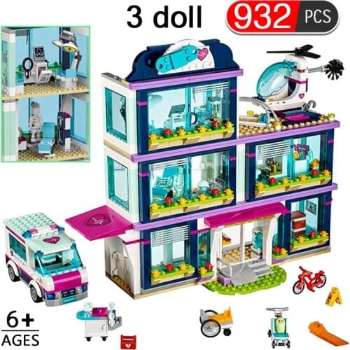932pcs Resort Heartlake City Hospital Build Blocks Girls Friends Bricks Toys Model Compatible With Figures Gift For Children