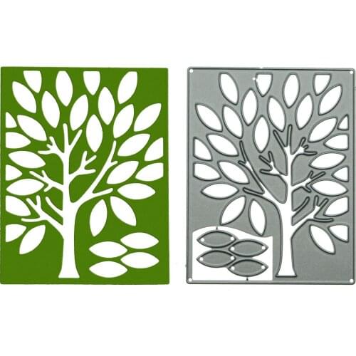 Abstract Tree Leaf Pattern Metal Cutting Dies For Scrapbooking Handcraft Tree In Frame Shape Decorating Craft Paper Cutter