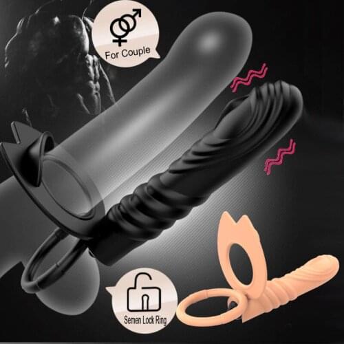 10 Speed Vibrating Anal Plug G Spot Vibrator with Ring on Penis Delay Ring Prostate Stimulator Butt Plug Sex Toys for Women Men