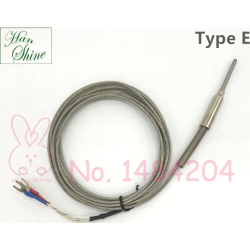 Armored Thermocouple Type E Temperature Sensor Bendable Probe 3mm*30mm High Strength Stainless Steel Braided Wire 2 Meter