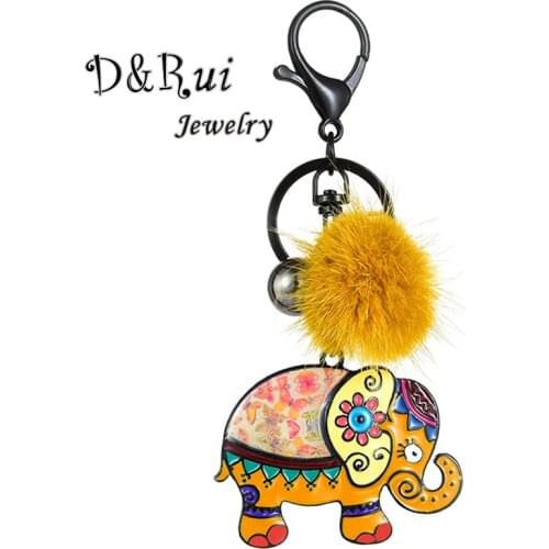 D&Rui Jewelry New Lucky Elephant Key Chain for Girl Christmas Gift Kid Fashion Metal Animal Key Chains Ring Car Pendant Keyring