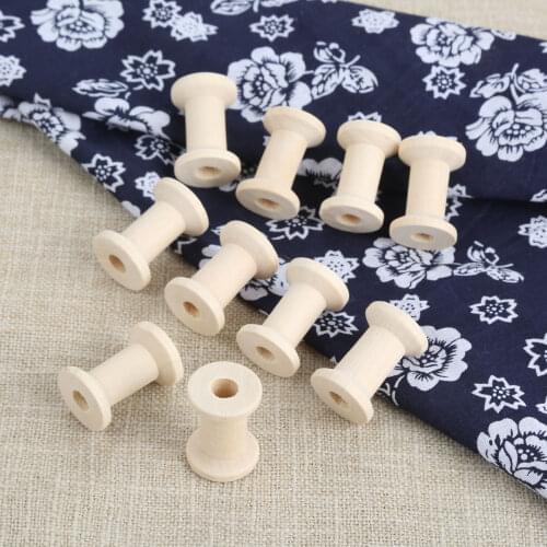 10Pcs Sewing Tool Wood Empty Thread Spools Cylinder Needlework Manual Crafts Wood Bobbins Reels Organizer For Ribbon Sewing Tool