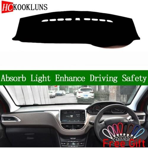 For Peugeot 2008 2014 2015 2016 2017 2018 Right Hand Drive Dashboard Cover Car Stickers Dash Mat Carpet Interior Accessories