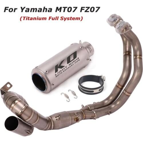 For Yamaha MT07 FZ07 Titanium Full System Motorcycle Exhaust Muffler Tips Front Header Link Pipe