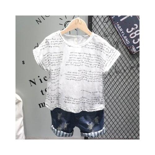 T Shirt for Boys Childrens Clothing Toddler Boys Girls Letter Printed T Shirt Kids Loose Cotton O-neck Tee Shirt Kids Top Tees
