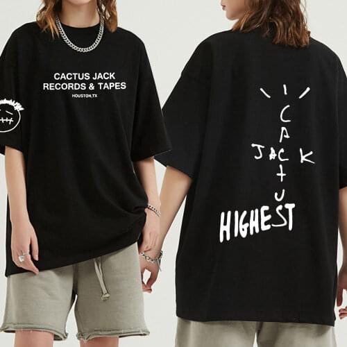 Summer Cactus Jack T Shirt Men Women High Quality Vintage Streetwear Swag Tops Tee Travis Scott ASTROWORLD Hip Hop T-shirt
