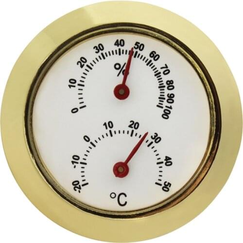 42mm Round Glass Analog Hygrometer Musical Instrument Case Moisture Humidity Monitor For Humidor Guitar Violin Cigar Tobacco Box