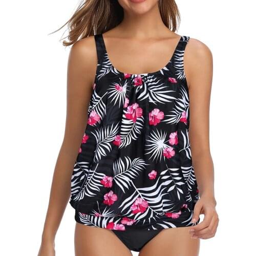 Tankini Swimsuit Women 2piece Bathing Suit Vintage Swimwear Beachwear Push Up Tummy Control Swimming Suit With Shorts