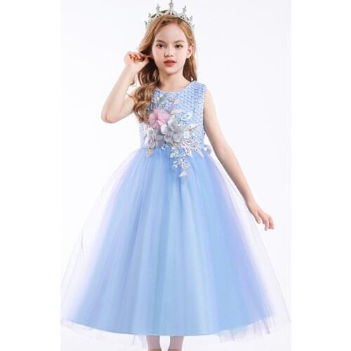 Summer Bride Kids Dresses For Girl Clothes Lace Flower Prom Dress Party Wedding Dress Children Girl Princess Dress Costume 8 12Y