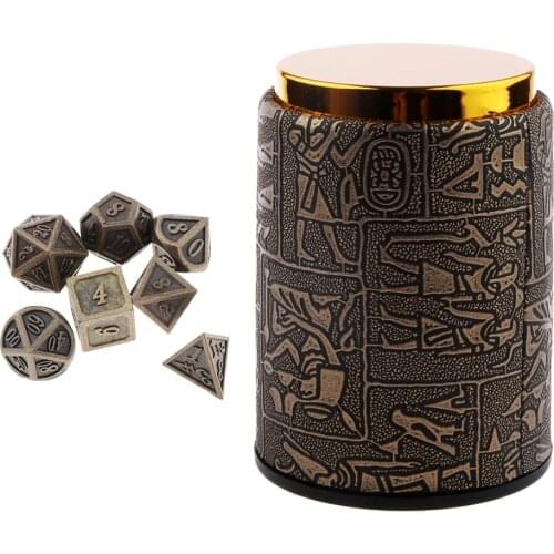 7 Pcs Metal Polyhedral Metal Dices Set (D20 D12 D10 D8 D6 D4) for DND Game Tabletop RPG and Math Teaching with Dice Cup -14mm