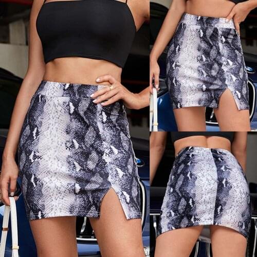 Sagace fashion new hot selling sexy Snake Print Skirt mini skirt split sexy skirt 2021 hip skirt A-line Мини юбки