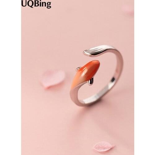 Fashion 925 Sterling Silver Enamel Koi Fish Lucky Rings For Women Fine Jewelry Gifts