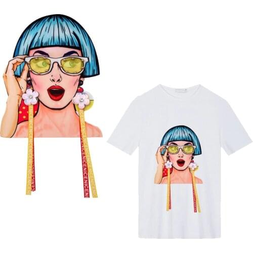 Fashion Girls Beads Patches for Clothing Stripes Badges Stickers on Clothes Embroidered Patches for The Clothing Appliques G