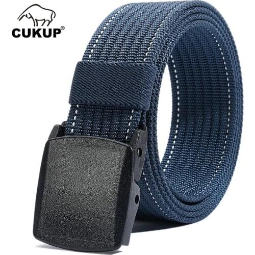 CUKUP Unisex High Quality Casual Design Outdoor Striped Nylon Waist Belts PC Buckle Male Accessories Belt Men 38mm Width CBCK135