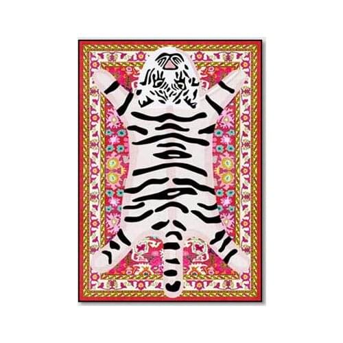 Tiger Cartoon Pattern Painted Art Anime Floor Mat Door Mat Anti-slip Mat Carpet Bedroom Living Room Home Decoration