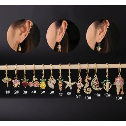 New Aros Papaya Fruits Dangle Charm Drop Earring Aros Papaya Aros Papaya Circle Loops Piercing Clips Body Jewelery