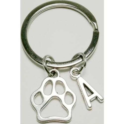 New Pet Footprint Keychain Pet Pendant A-Z Name Keychain Best Friend Gift Dog Footprint Jewelry Gift Women Love Cat Animal Live