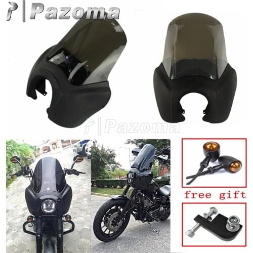 Motorcycle Headlight Fairing Windshield Protector 15" Windscreen For Harley Dyna Street Fat Bob Wide Glide FXR FXD 2006-2017
