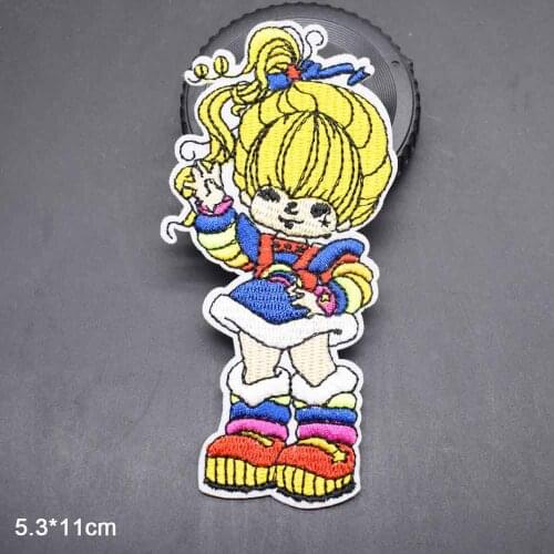 Luck Brite Lucy Iron On Embroidered Clothes Patches For Clothing Yellow Rainbow Stickers Garment Apparel Accessories