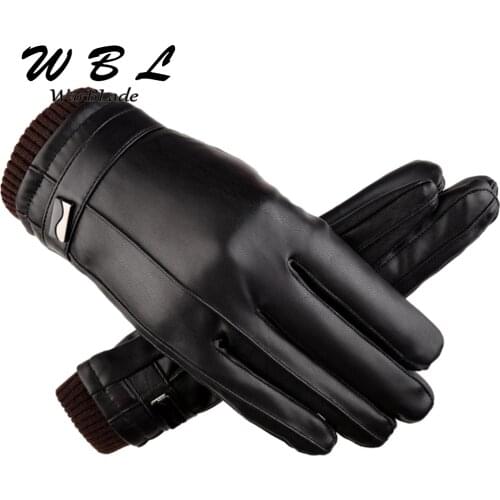 Hot Mens Luxurious PU Leather Winter Driving Warm Gloves Cashmere Tactical gloves Black Drop Shipping High Quality 2018